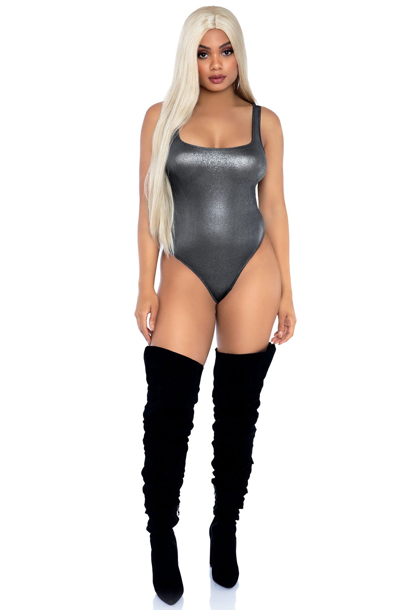 Sparkling Spandex Snap - Crotch Thong Style Bodysuit for Fashion - Forward Wear