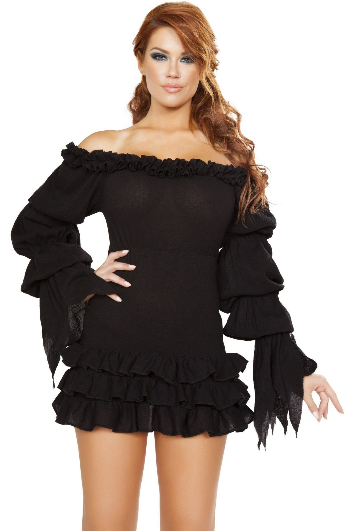 Roma Fashionable Ruffled Pirate Costume Dress with Sleeves and Multi - Layered Skirt for Dress - up
