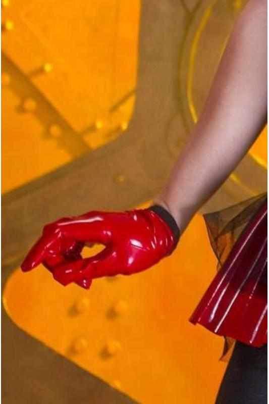 Stylish Red Vinyl Molly Gloves by Patrice Catanzaro
