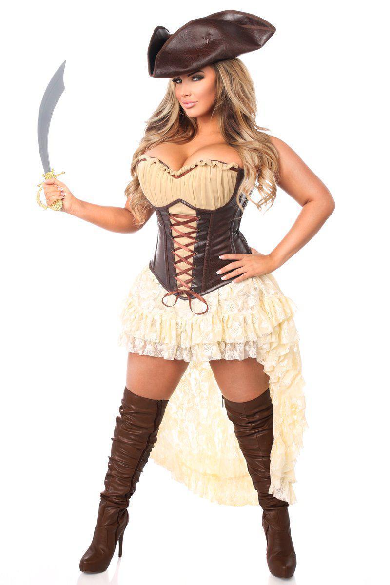 4-Piece Premium Pirate Captain Costume with Top-Quality Corset and Accessories
