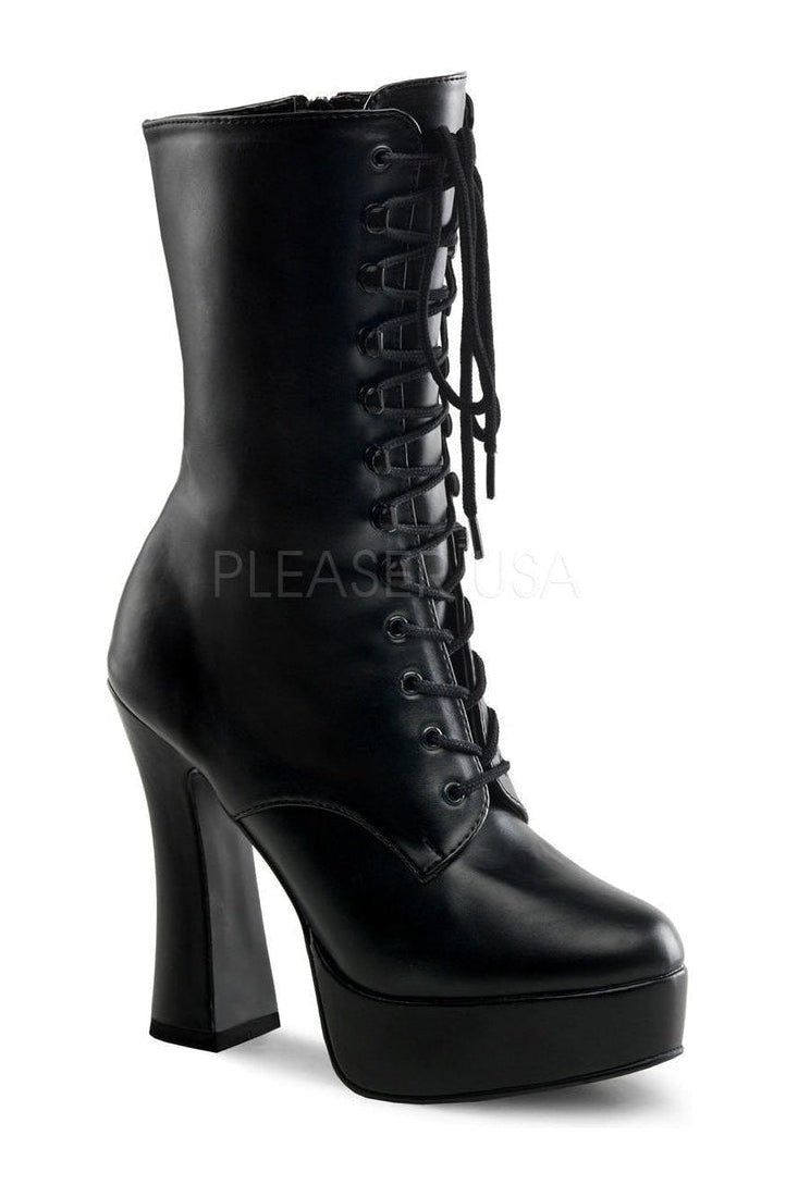 Pleaser ELECTRA-1020 Ankle Platform Boots in Black Faux Leather