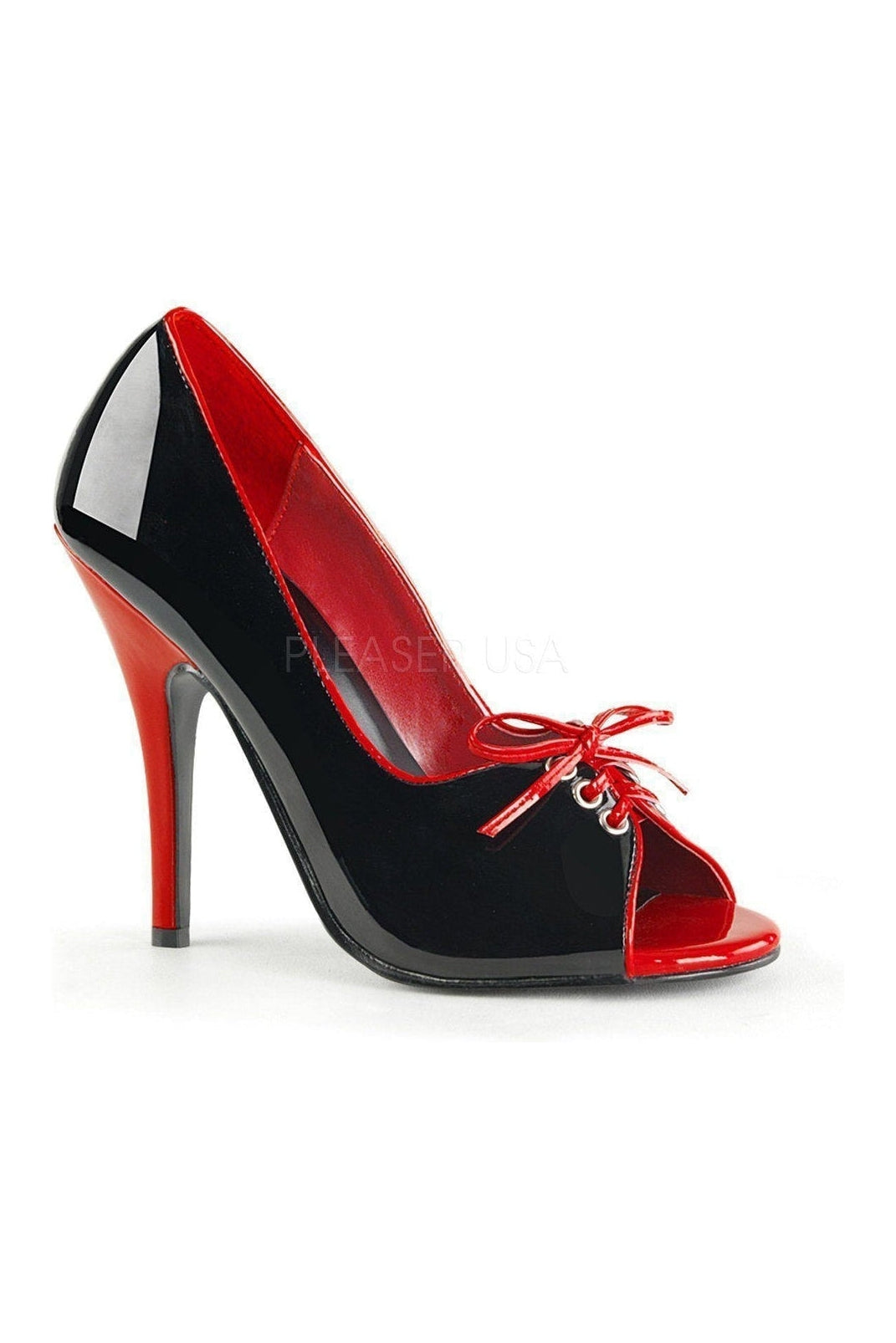 Stylish Black Patent SEDUCE - 216 Pump with Contrast Bow