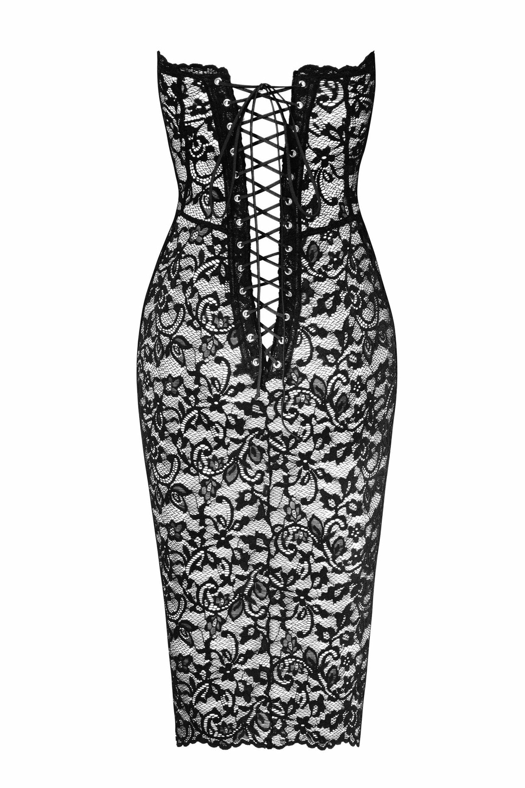 Noir Handmade Catalyst Lace-Up Strapless Mini Women's Dress