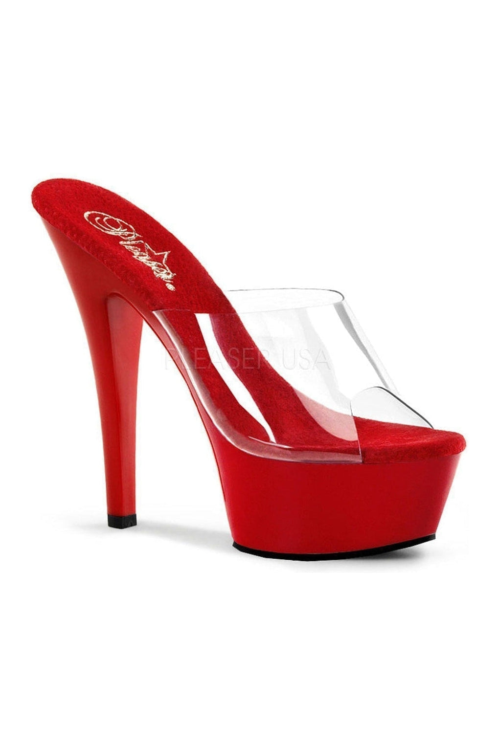 Stylish Clear Vinyl KISS - 201 Platform Sandals with Peep Toe