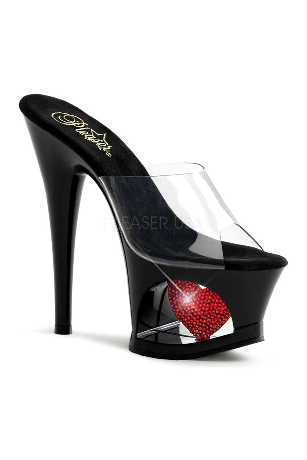 Black Vinyl MOON-701HRS High Heel Platform Slide Sandals