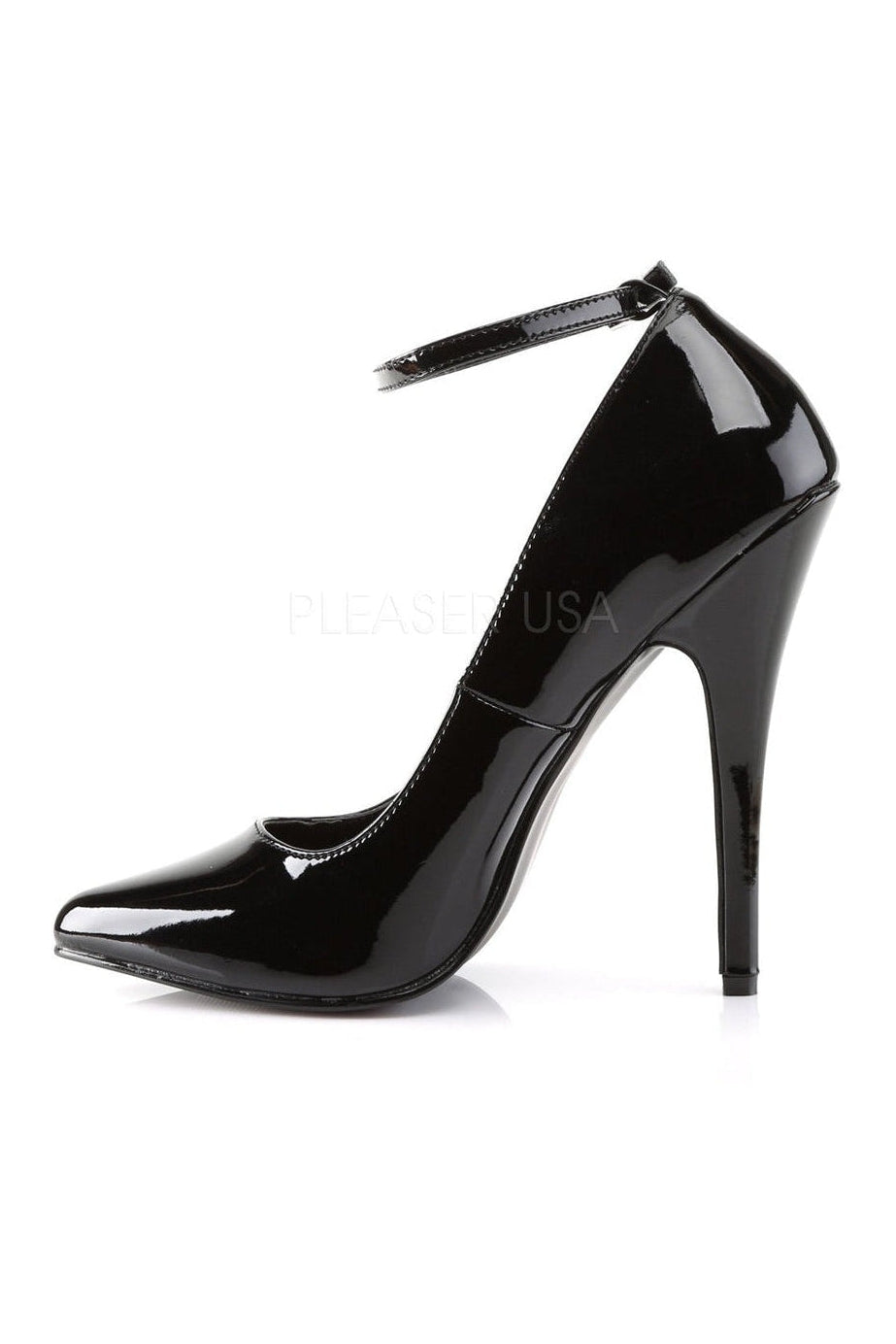 Black Patent Leather DOMINA - 431 High - Heel Ankle Strap Pumps