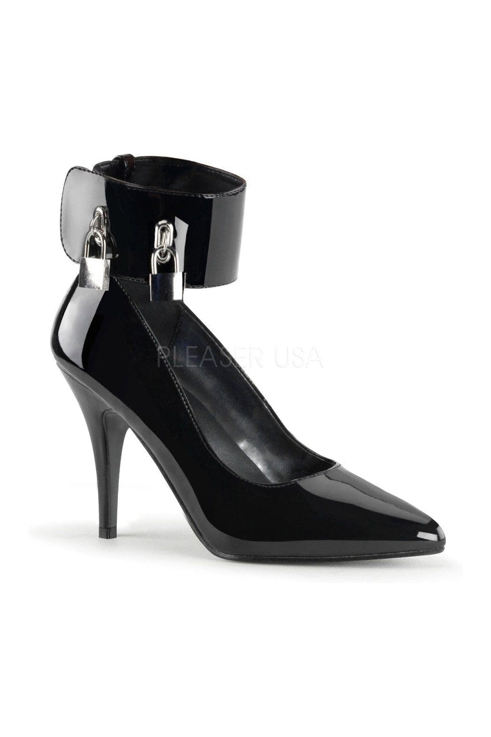 Stylish Black Patent Vanity-434 Ankle Cuff Pump with 4' Heel