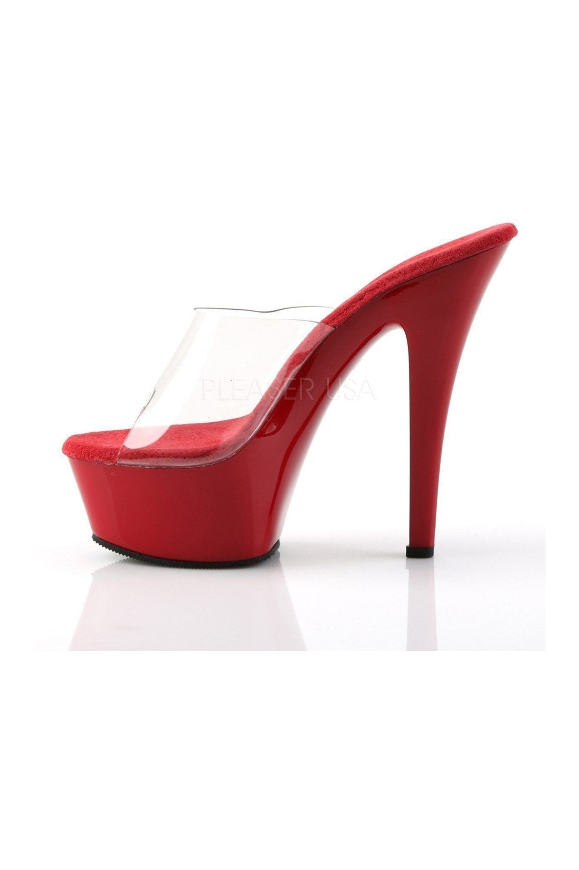Stylish Clear Vinyl KISS - 201 Platform Sandals with Peep Toe