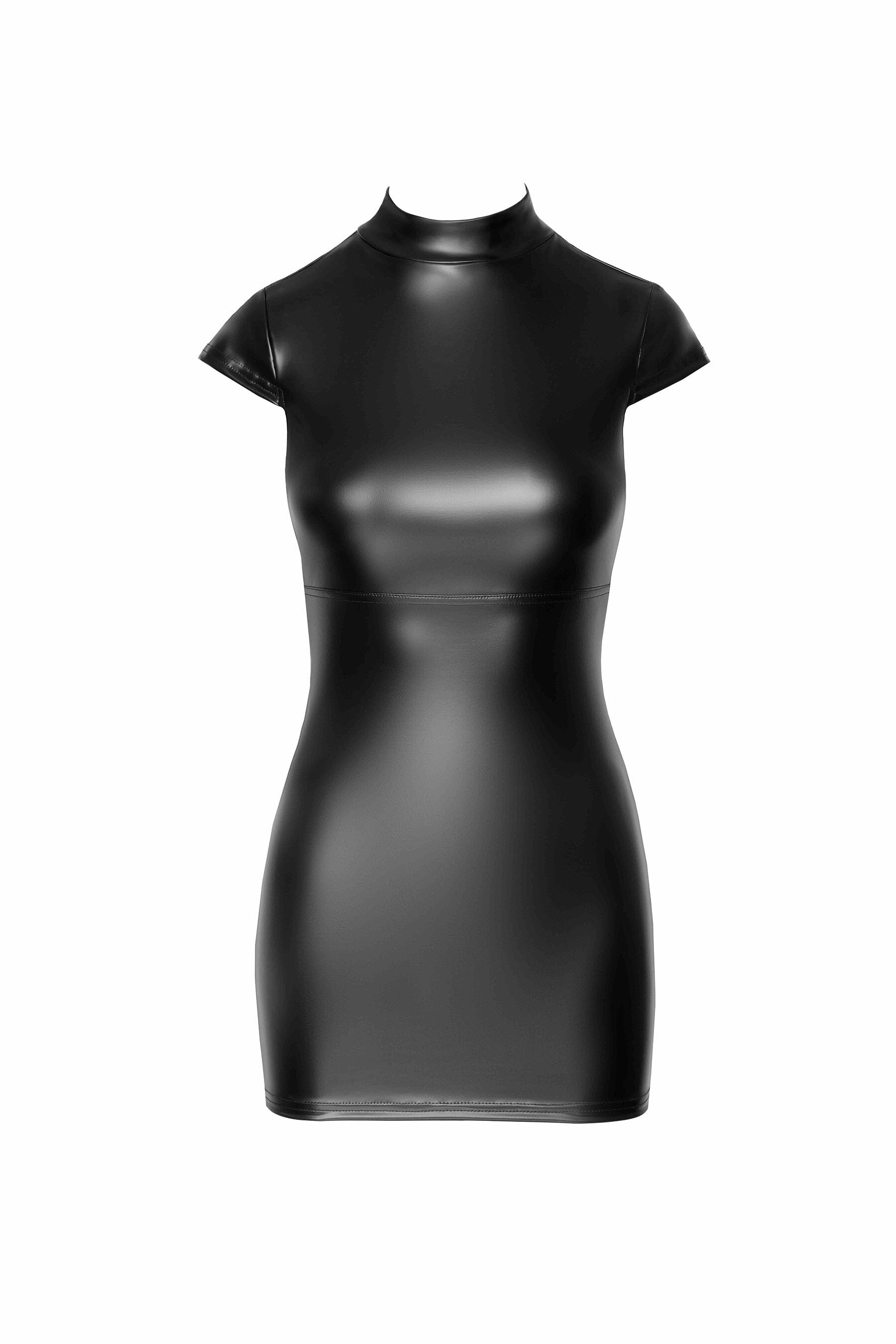 Noir Handmade Fantasy Wet - Look Mini Dress for Women with Back Lace - Up Design