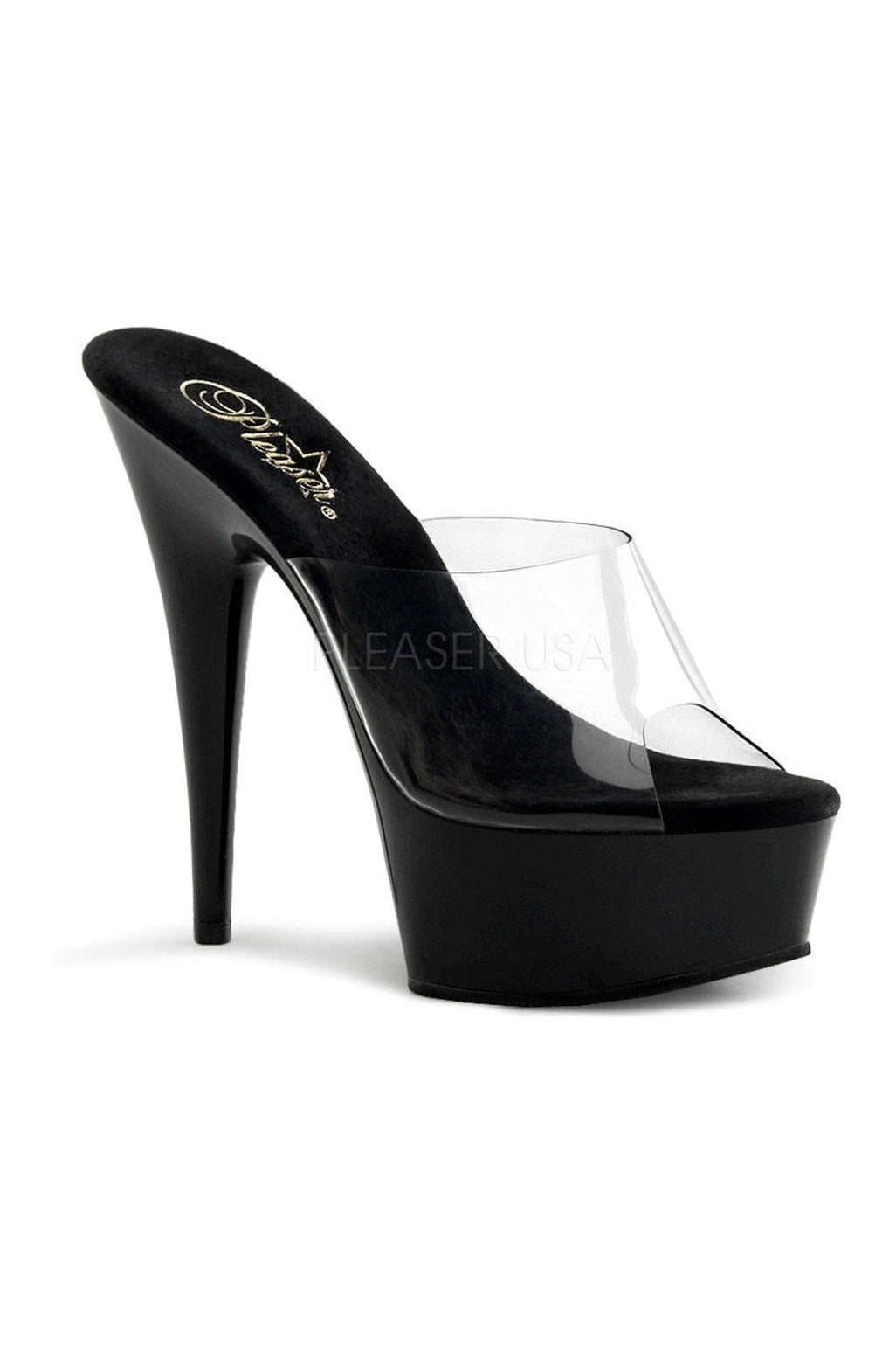 Stylish Black Vinyl DELIGHT - 601 Platform Slide Sandals