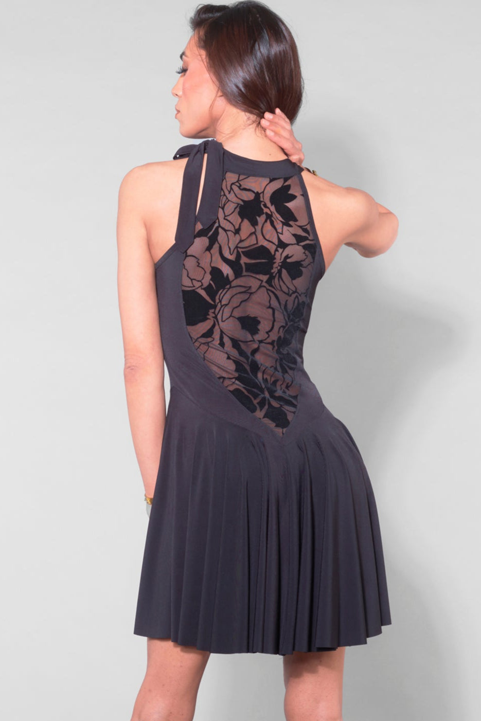 MME CELINNA Stylish Lycra Pleated Halter Top Dress