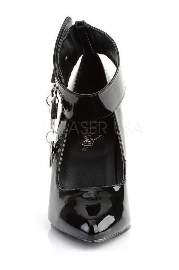 Stylish Black Patent Vanity-434 Ankle Cuff Pump with 4' Heel