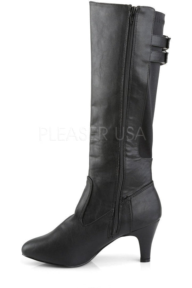 2018 Black Faux Leather Knee-High Boots with Stylish Design
