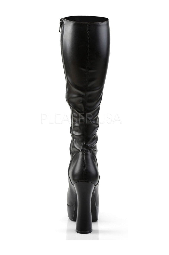 2023 ELECTRA Black Faux Leather Platform Knee Boots with Stylish Design