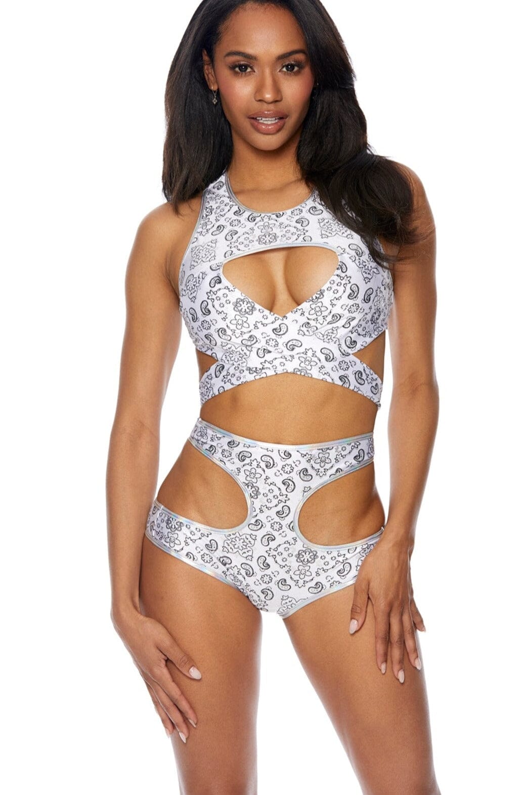 Two-Piece Paisley Print Bandana Style Handkerchief Set for Swimwear and Dancewear