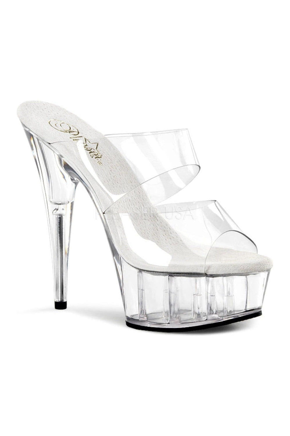 Clear Vinyl DELIGHT - 602 Platform Slide with Stiletto Heel