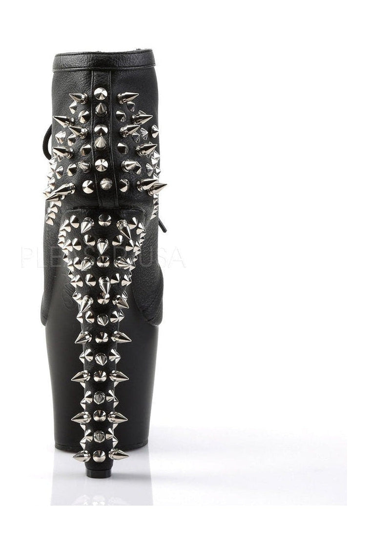 FEARLE700-28 Black Faux Leather Platform Lace-up Ankle Boot
