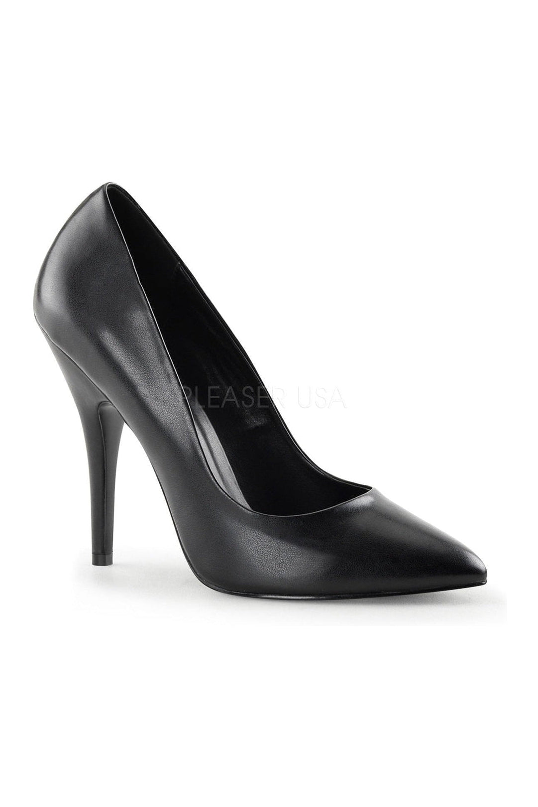 Black Faux Leather SEDUCE - 420 Classic Pump with 5 - inch Heel
