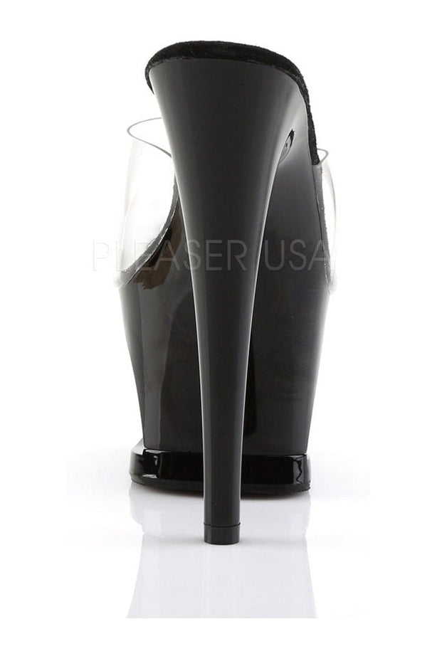 Black Vinyl MOON-701HRS High Heel Platform Slide Sandals