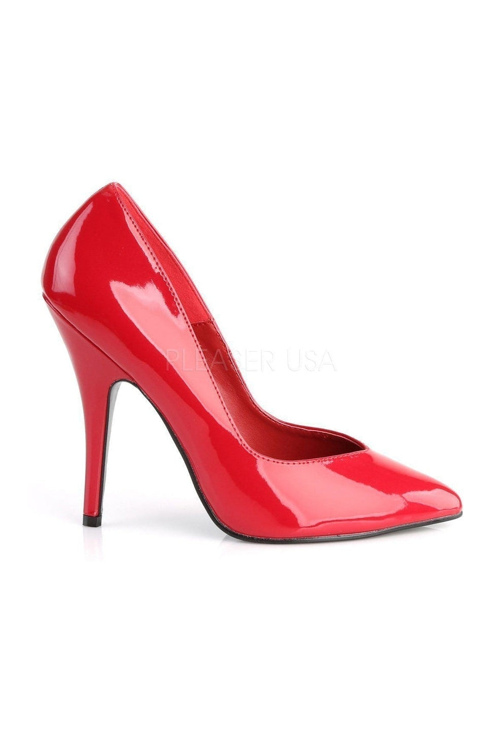 Red Patent SEDUCE-420V Classic Kitten Heel Pointed Toe Pumps