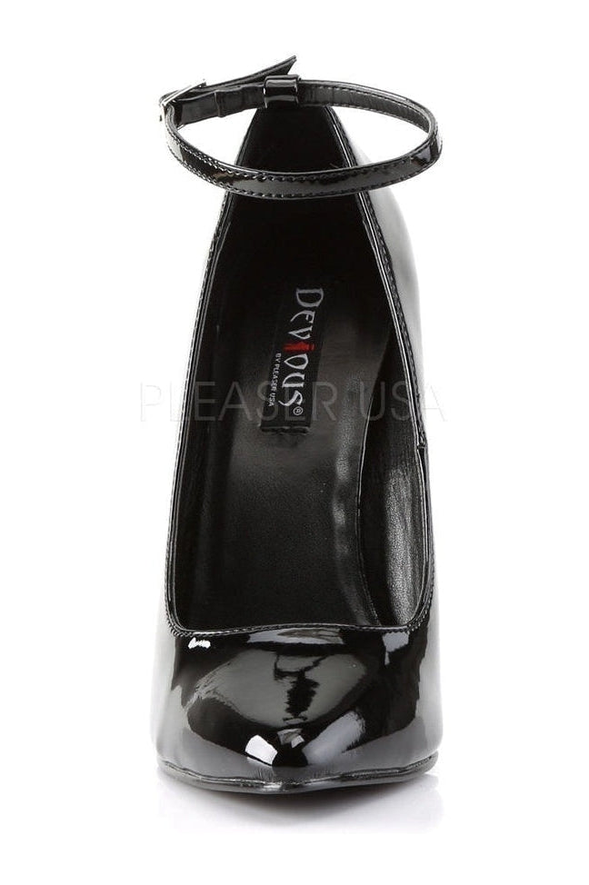 Black Patent Leather DOMINA - 431 High - Heel Ankle Strap Pumps