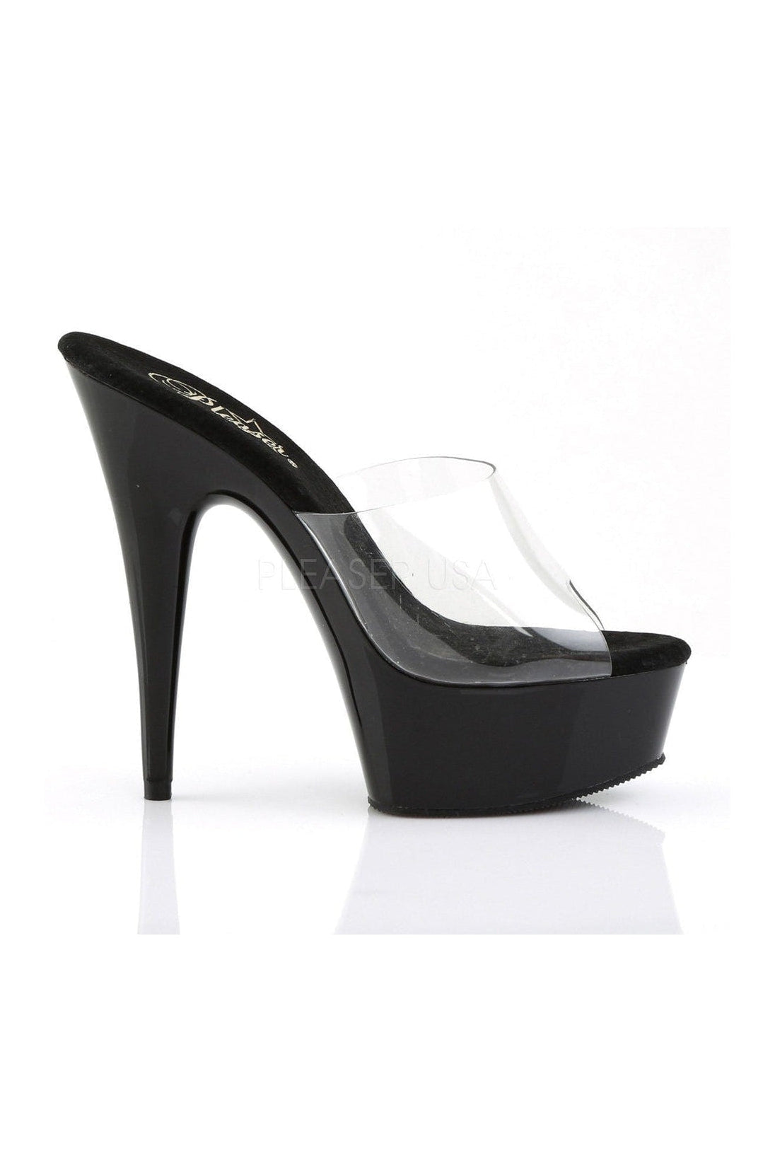 Stylish Black Vinyl DELIGHT - 601 Platform Slide Sandals