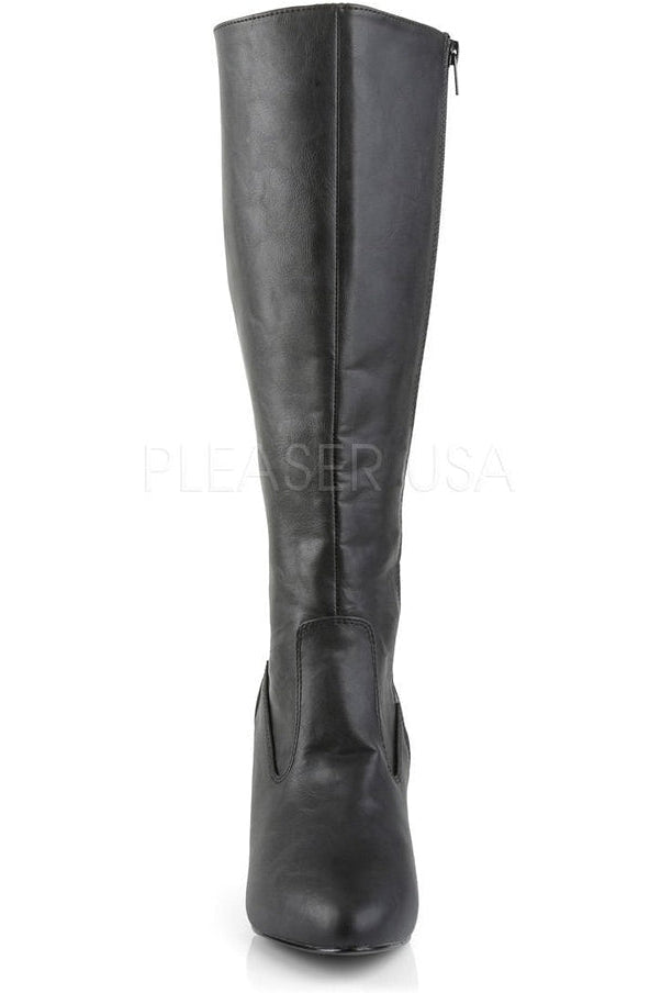 2018 Black Faux Leather Knee-High Boots with Stylish Design