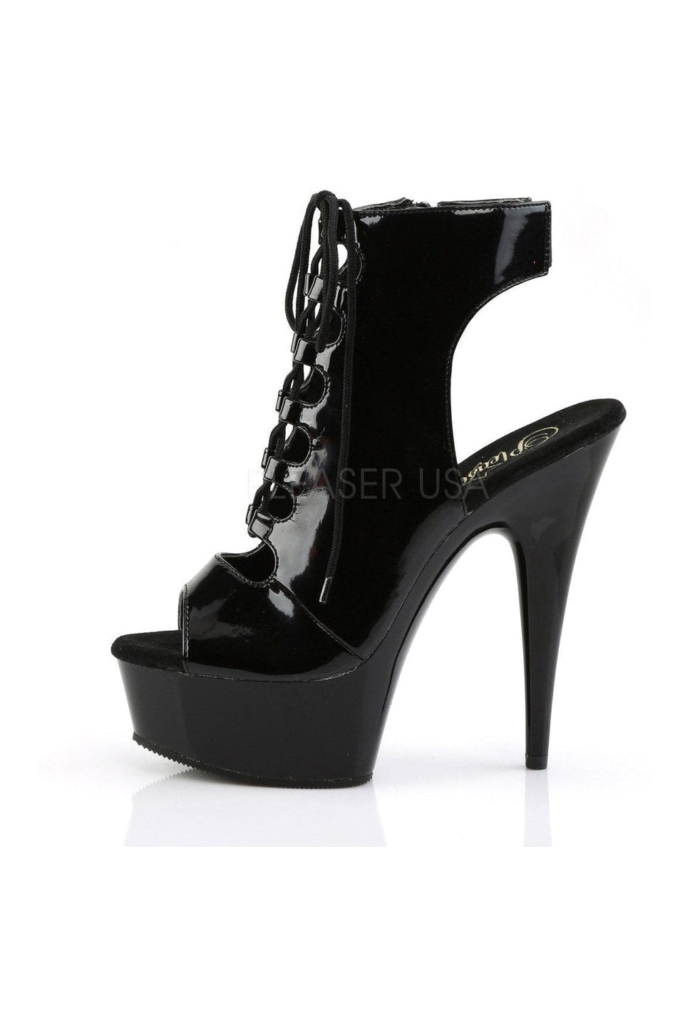 Black Patent DELIGHT-600-20 Platform Boot with Stylish Design