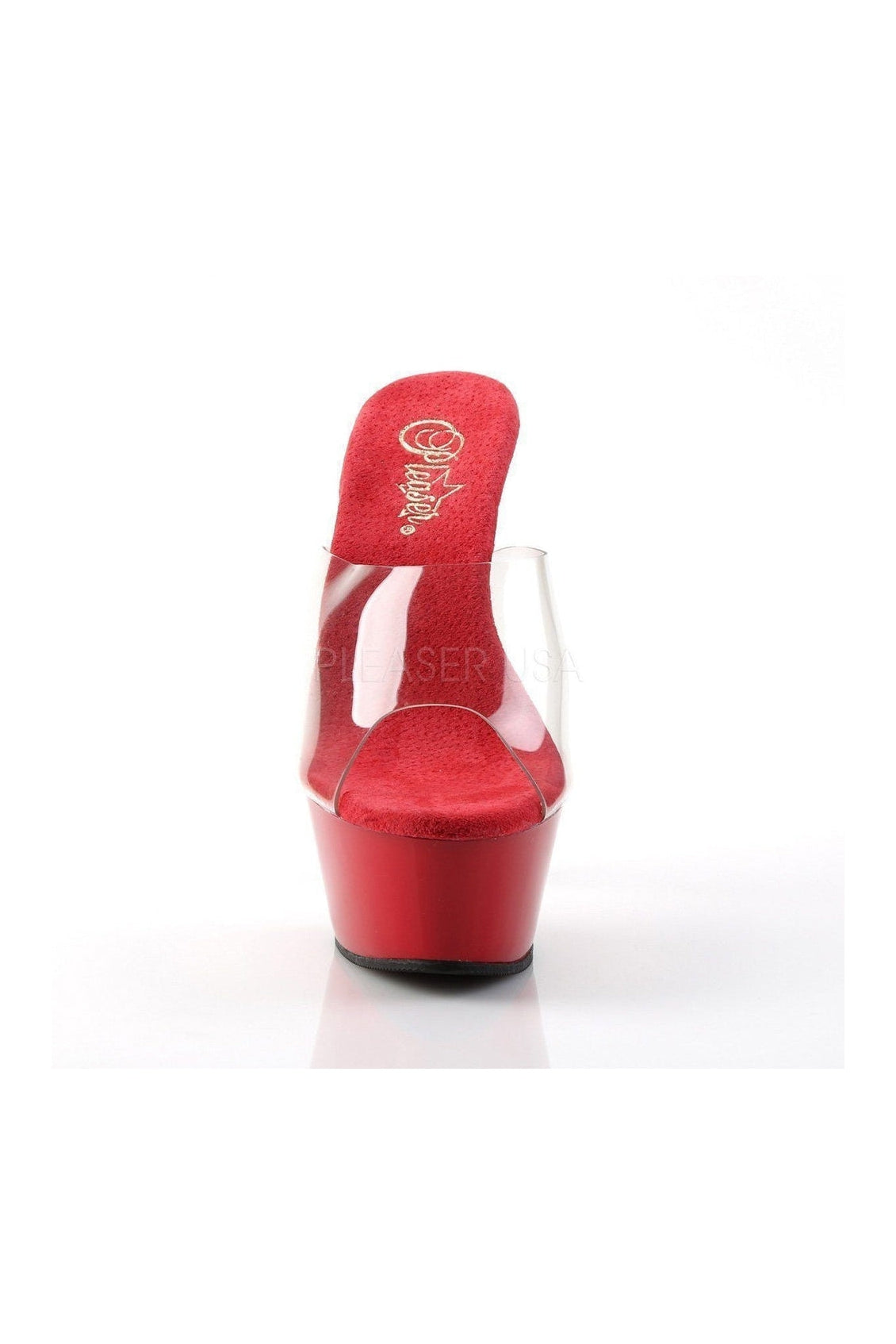 Stylish Clear Vinyl KISS - 201 Platform Sandals with Peep Toe