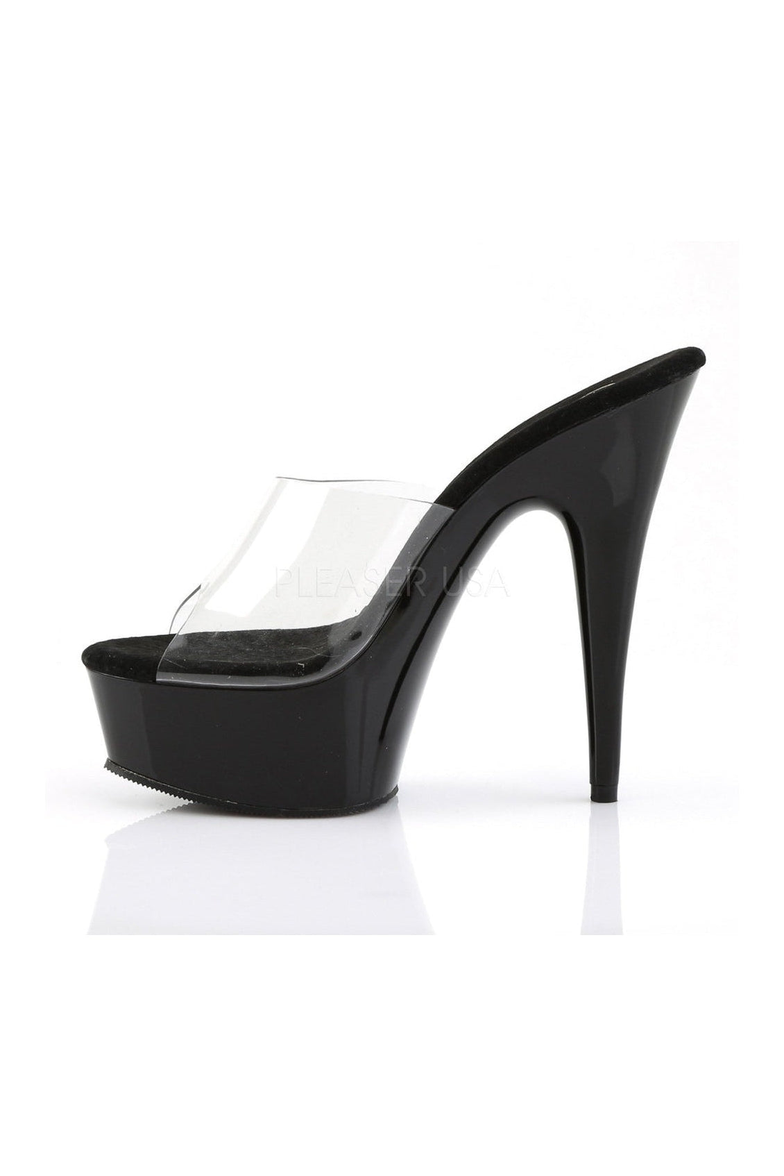 Stylish Black Vinyl DELIGHT - 601 Platform Slide Sandals