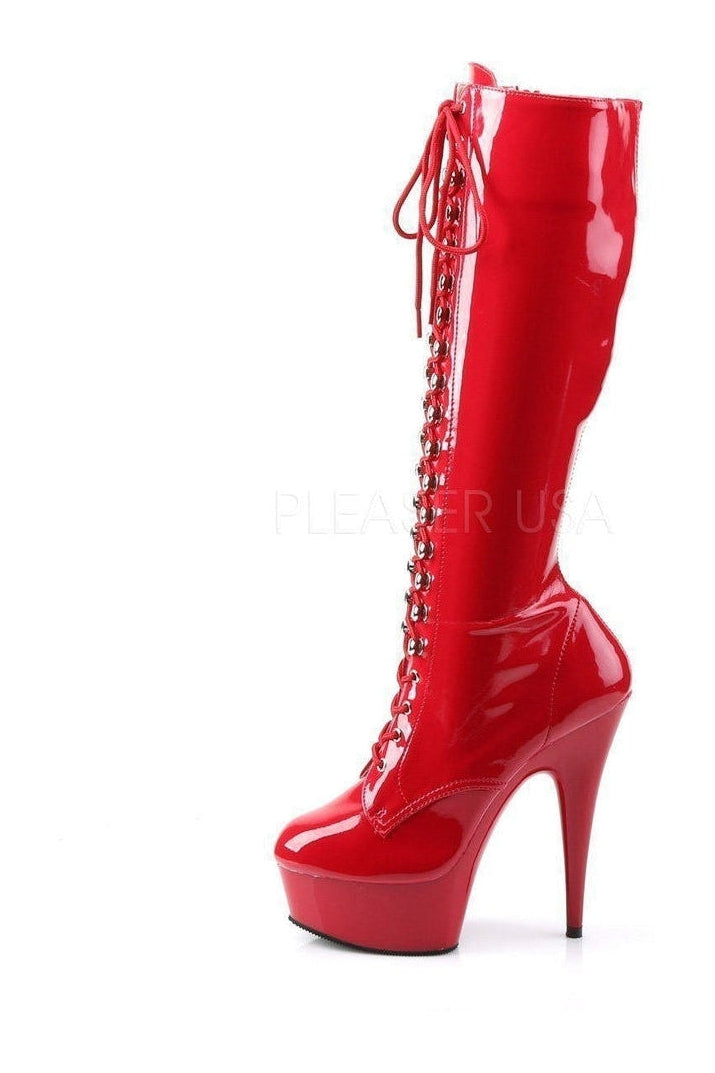 2023 DELIGHT Red Patent Leather Platform Stretch Knee High Stiletto Heel Boots