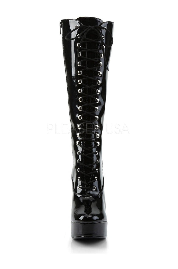 2020 ELECTRA Black Patent Platform Knee Boot with Stylish Lace Front