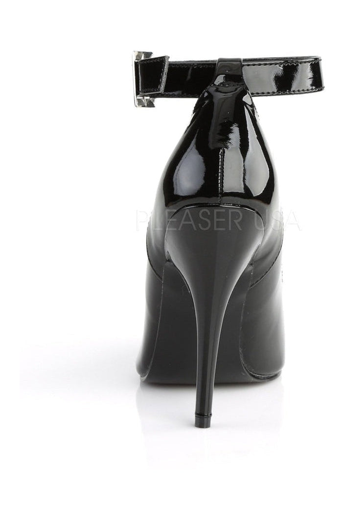 Stylish Black Patent SEDUCE-431 Ankle Strap Pump for Fashionable Wear