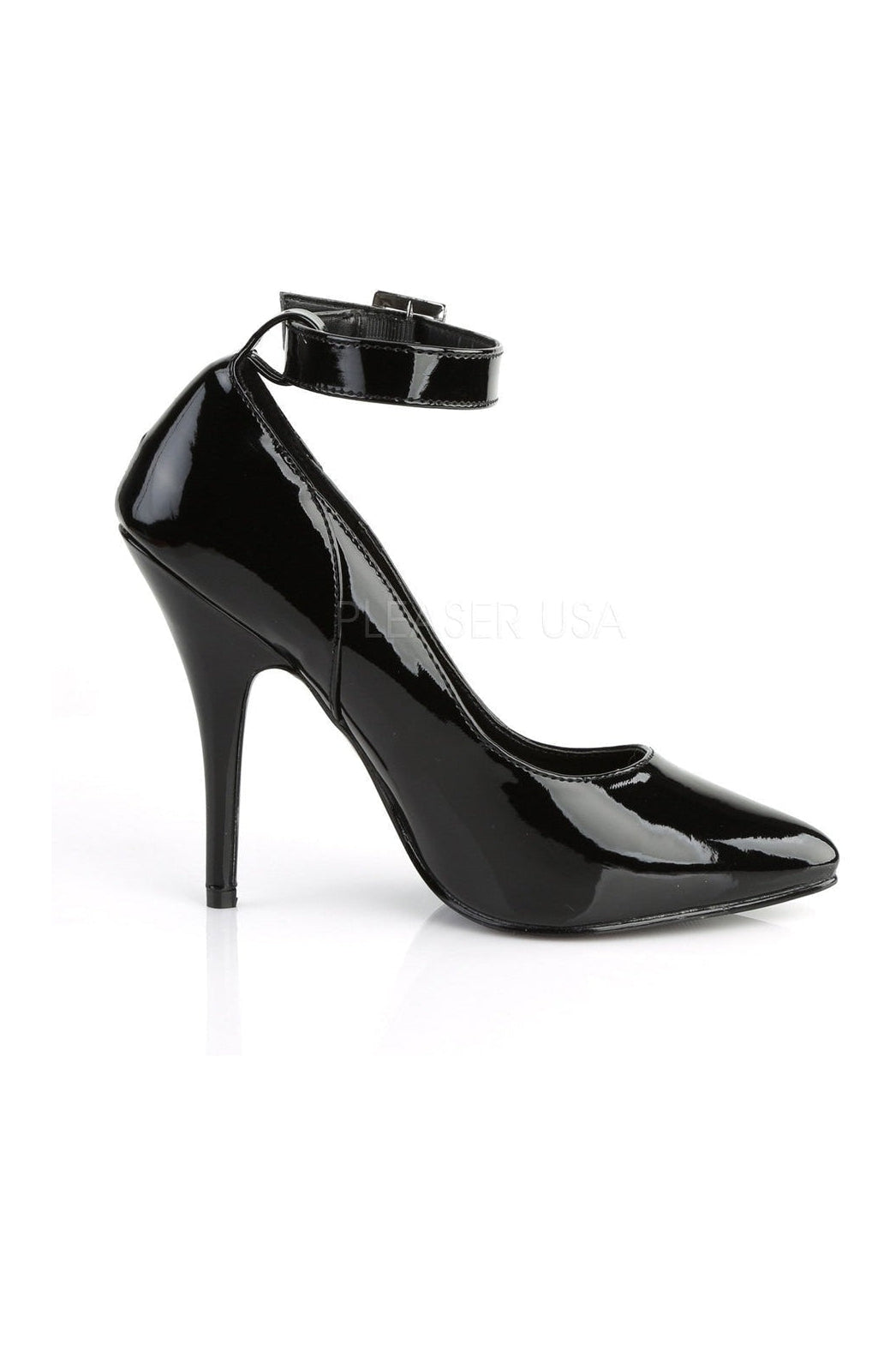Stylish Black Patent SEDUCE-431 Ankle Strap Pump for Fashionable Wear