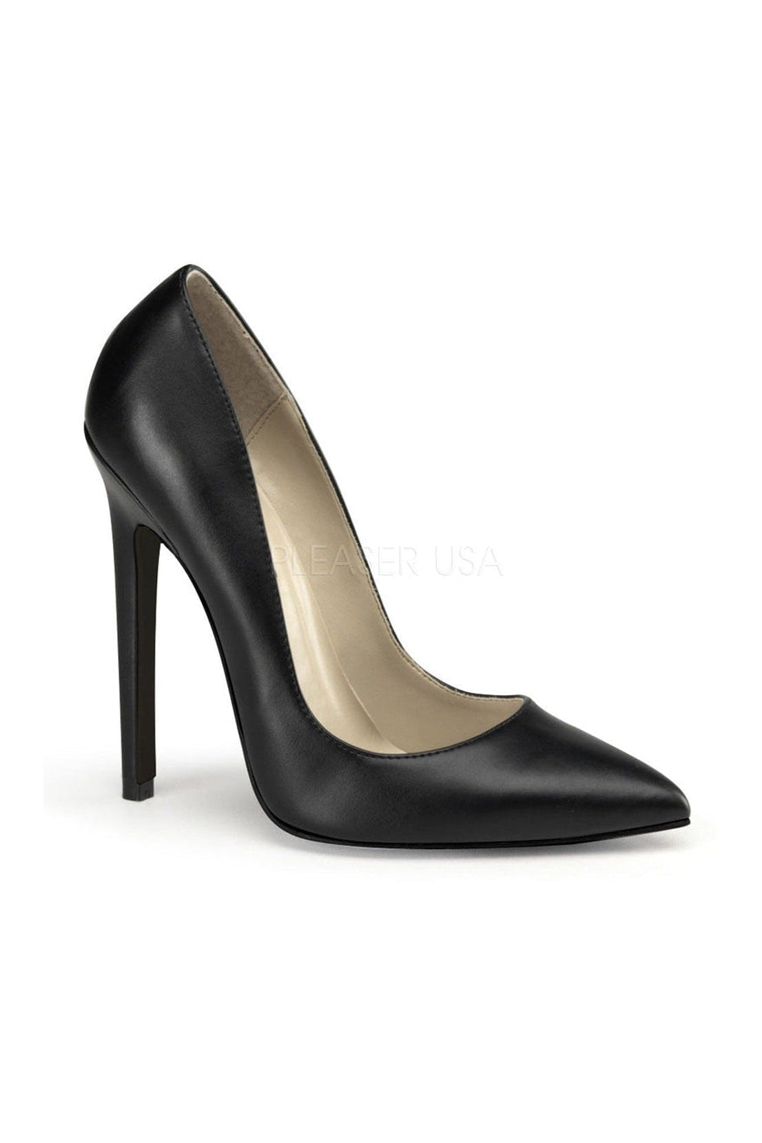 Stylish Black Faux Leather Sexy Pointed-Toe Pump