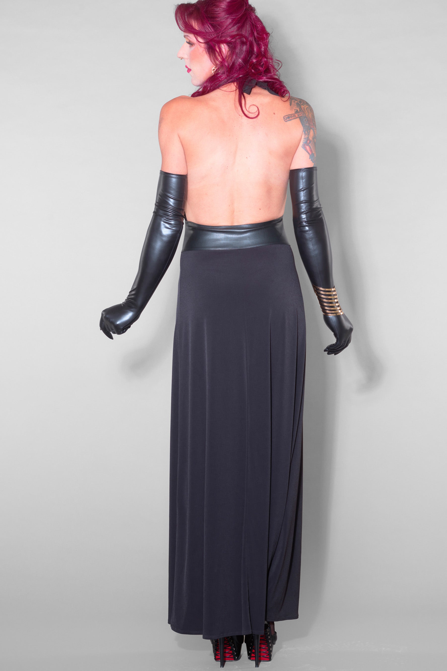 Madame XY by Patrice ISABELLA Lycra Long Dress with Belt and Double Slits