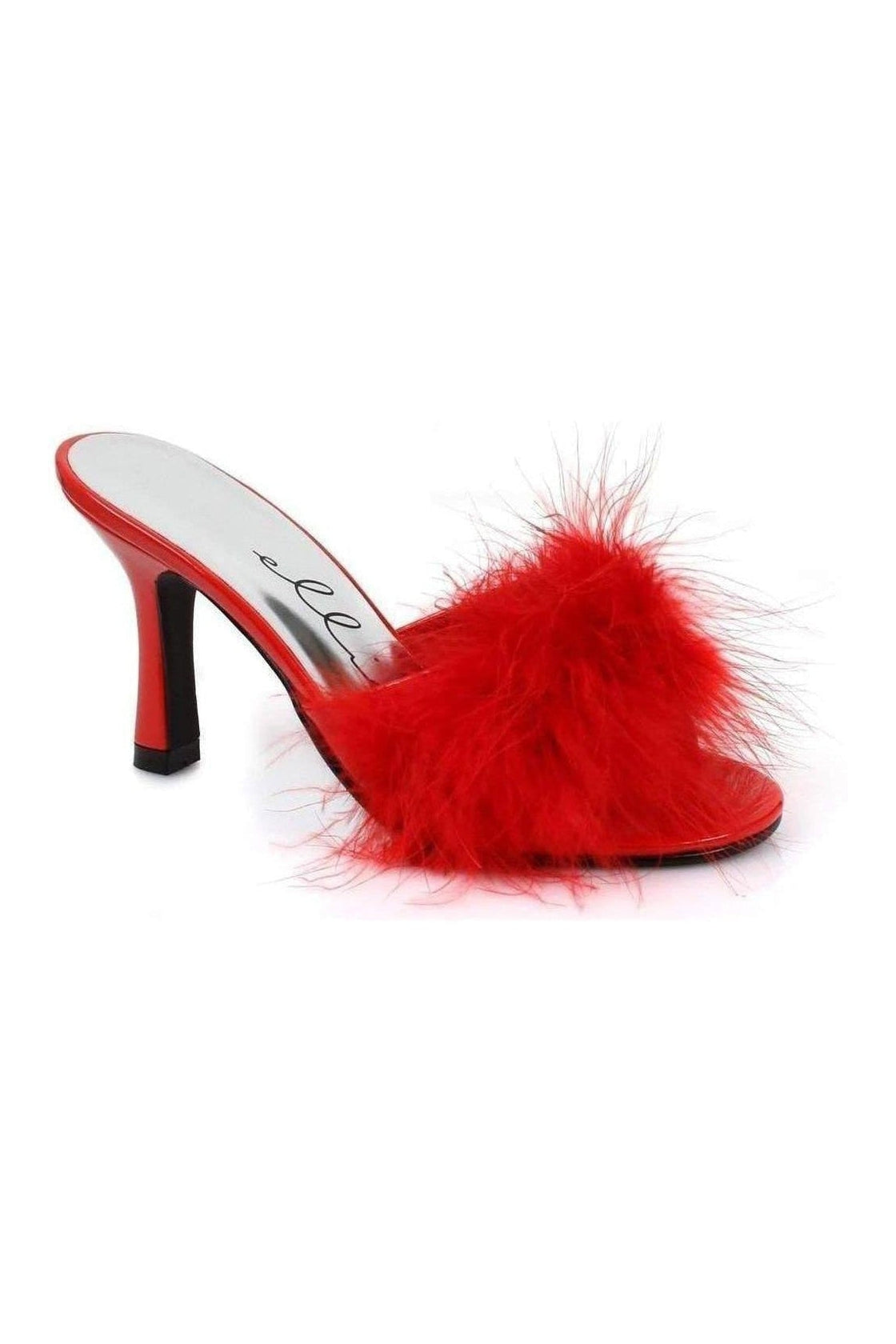 Red Patent Leather 361-SASHA Marabou Women's High Heel Slippers
