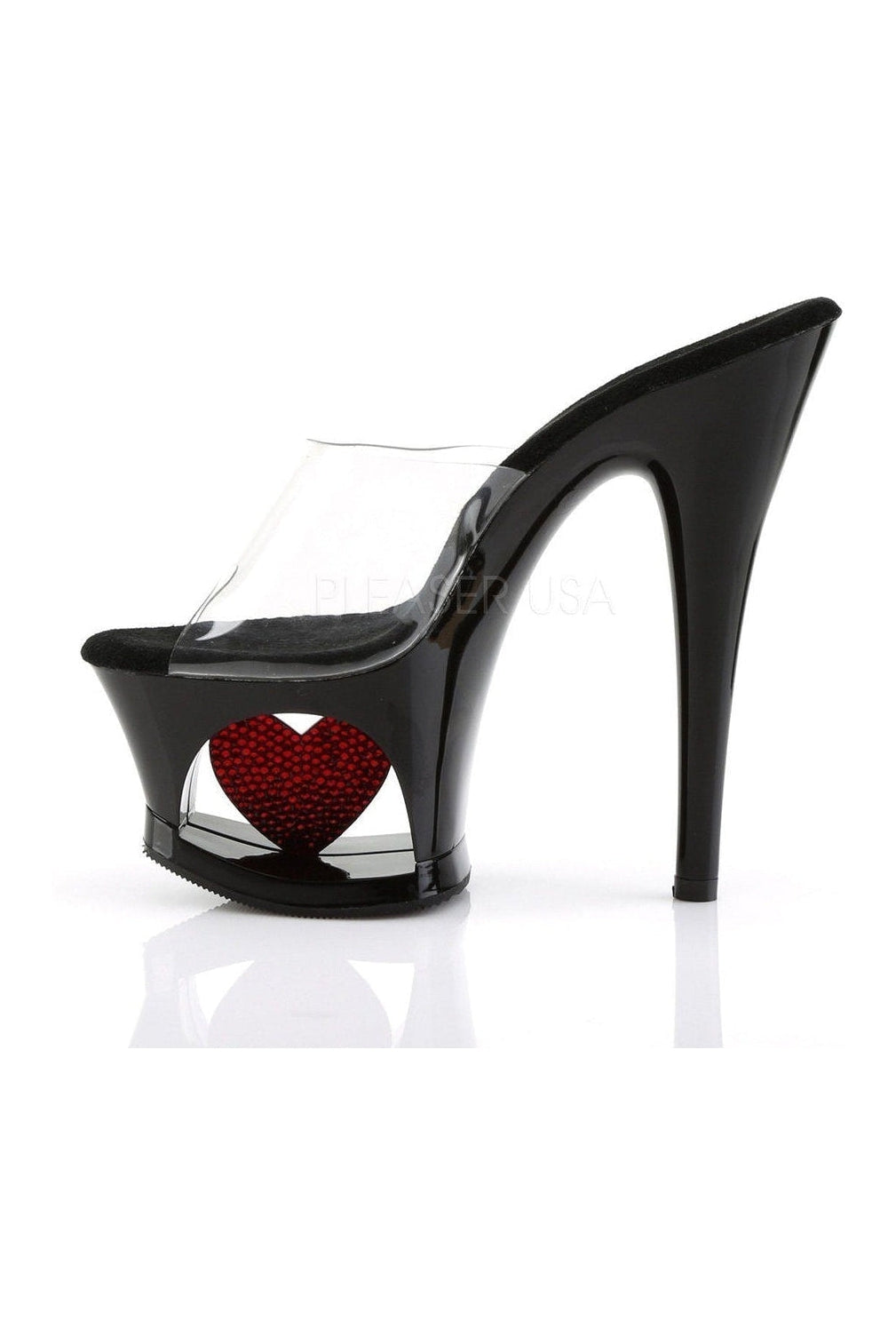 Black Vinyl MOON-701HRS High Heel Platform Slide Sandals