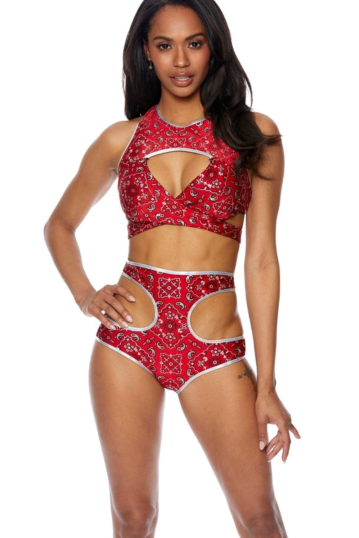 Stylish Two - Piece Paisley Bandana - Style Handkerchief Set for Swim and Dance