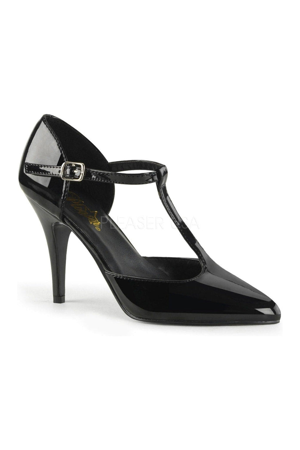 Stylish Black Patent Leather T-Strap D'Orsay Pump VANITY-415 with 4-Inch Heel