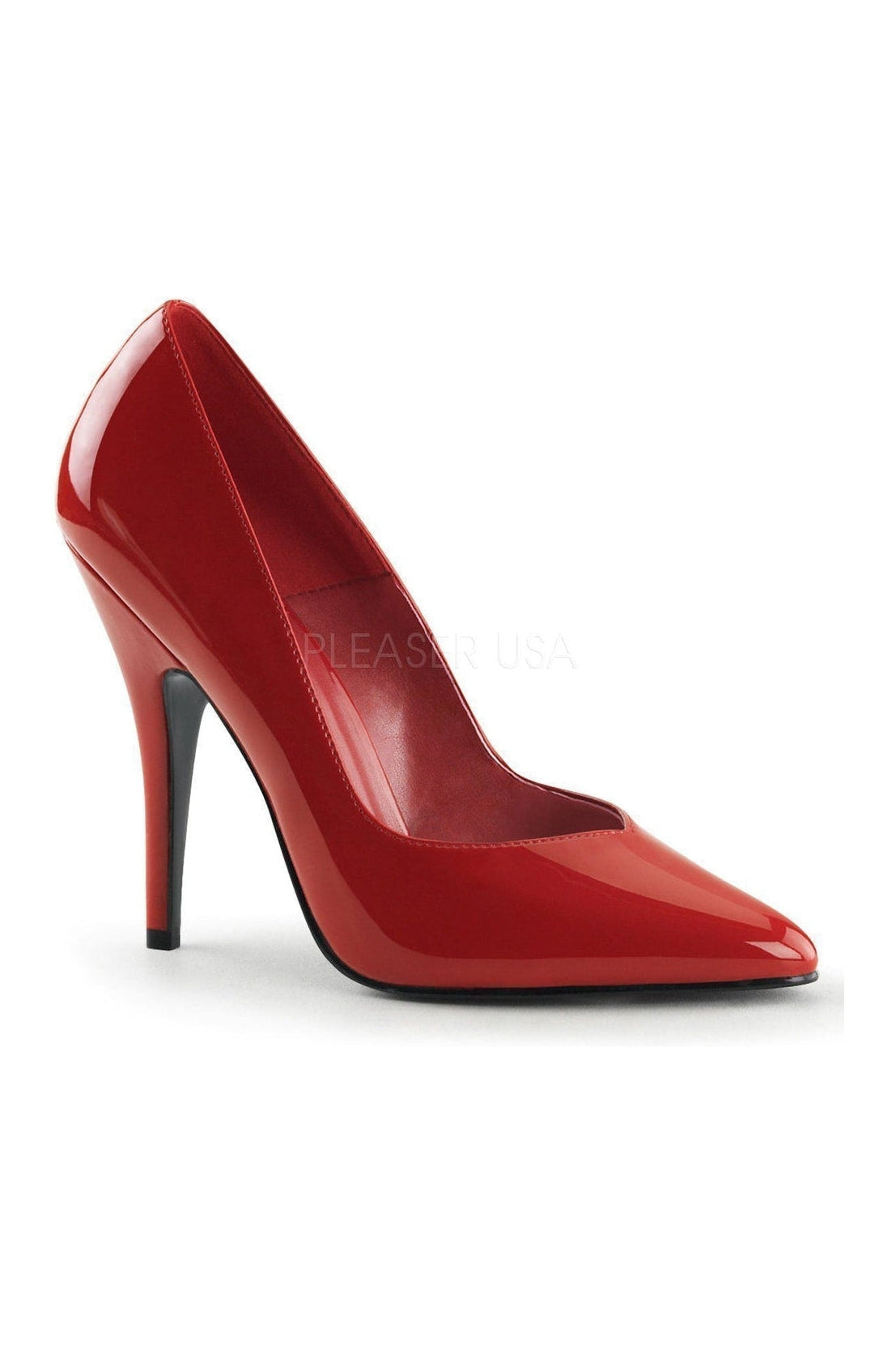 Red Patent SEDUCE-420V Classic Kitten Heel Pointed Toe Pumps