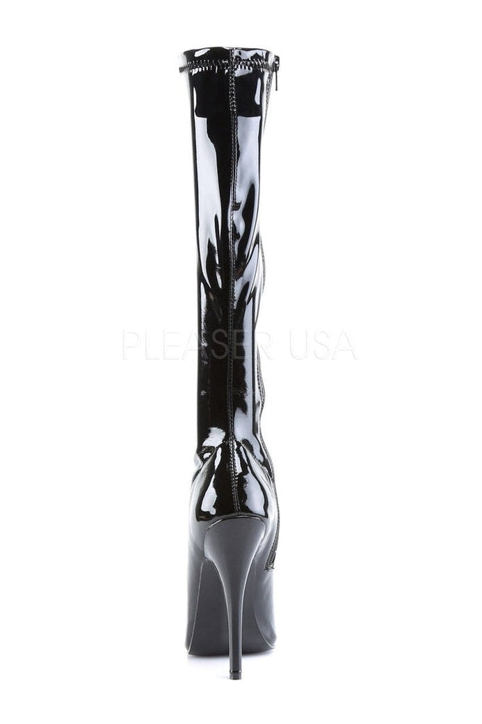 Black Patent Leather DOMINA - 2000 Knee - High Stretch Boots for Stylish Wear