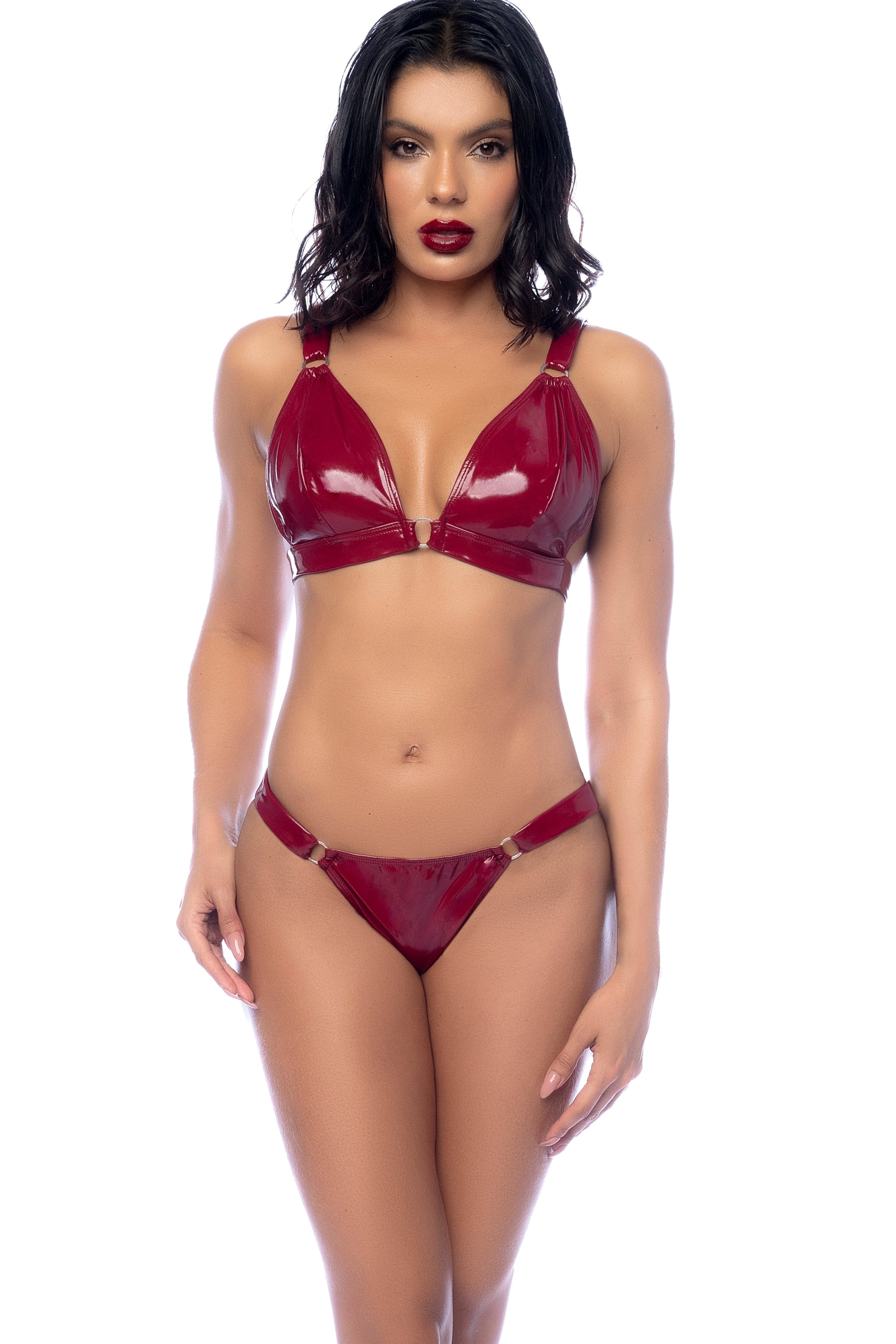 Stylish Two - Piece Set: Bralette with Metal Rings and Matching Thong