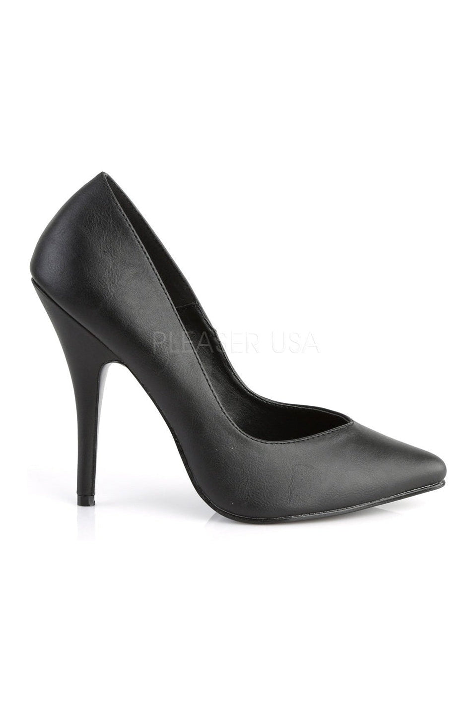 SEDUCE-420V Women's Classic Pointed Toe Pump in Black Faux Leather