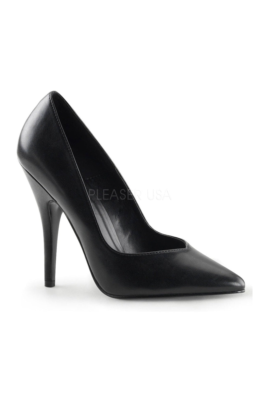 SEDUCE-420V Women's Classic Pointed Toe Pump in Black Faux Leather