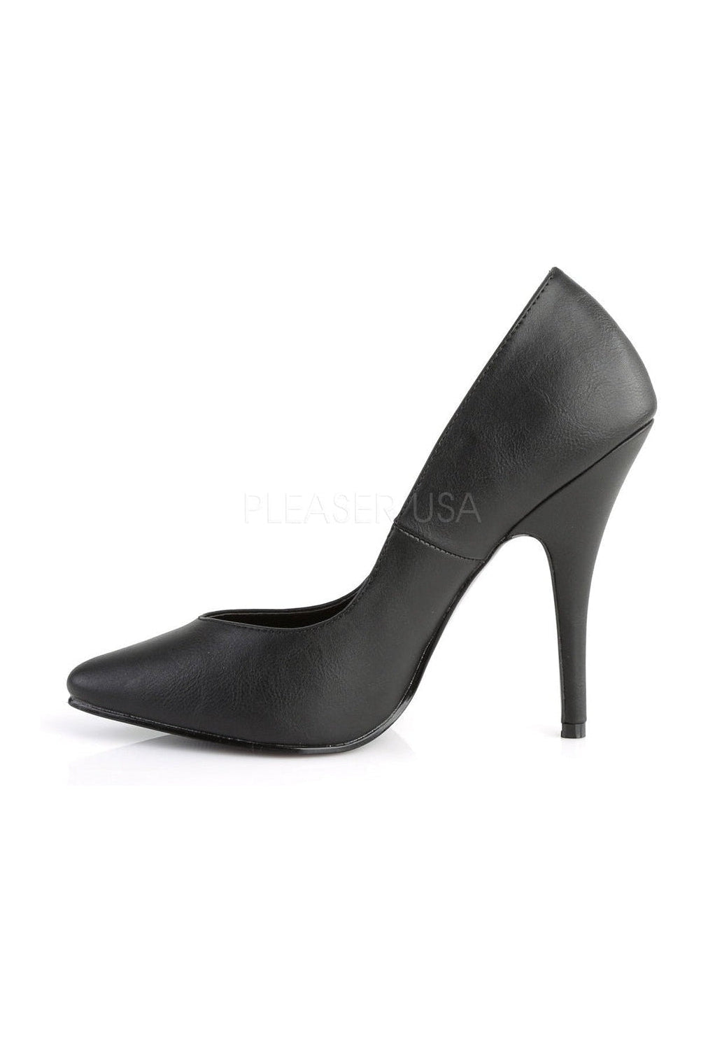 SEDUCE-420V Women's Classic Pointed Toe Pump in Black Faux Leather