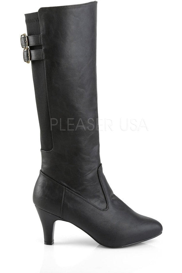 2018 Black Faux Leather Knee-High Boots with Stylish Design