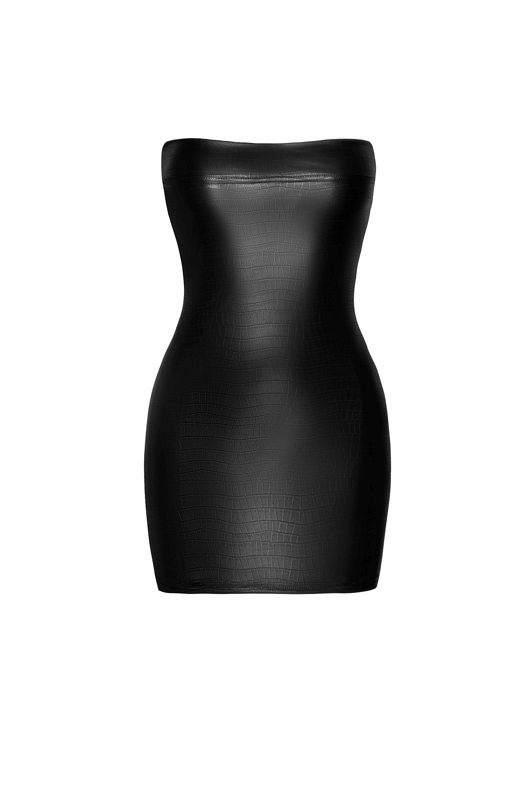 Exquisite Wild Crocodile - Printed Wet - look Strapless Mini Dress