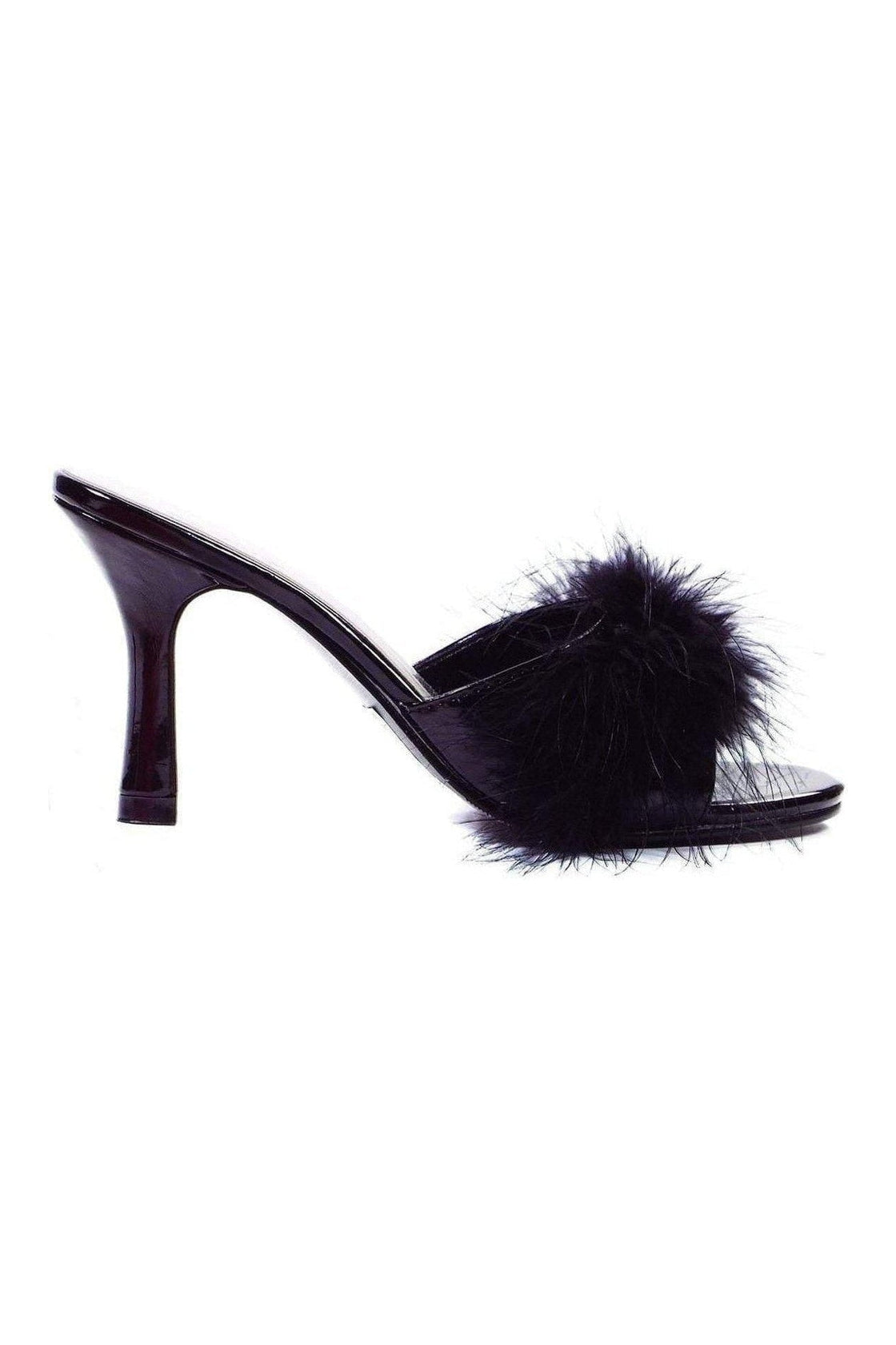 Stylish Black Patent 361 - SASHA Marabou Slippers
