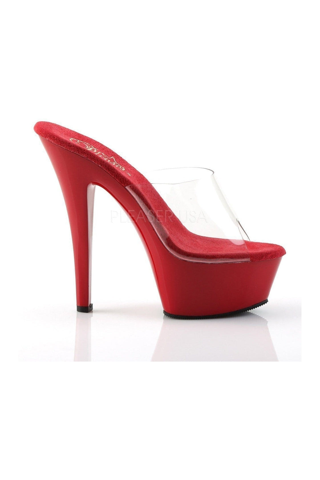 Stylish Clear Vinyl KISS - 201 Platform Sandals with Peep Toe